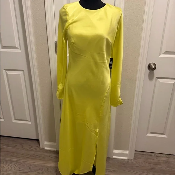 Express Vibrant Yellow Long Sleeve Dress - Picture 3 of 7